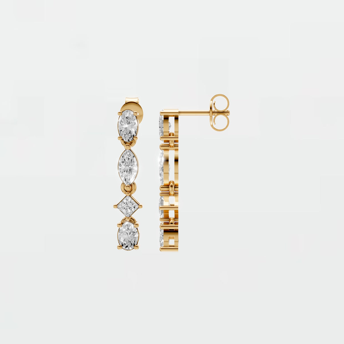 Rosalind Oval Marquise Princess Diamond Drop Earrings