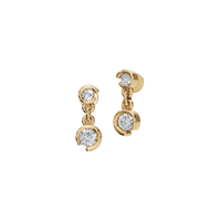 Modern Minimalist Round Cut Diamond Bezel Set Hoop Earrings