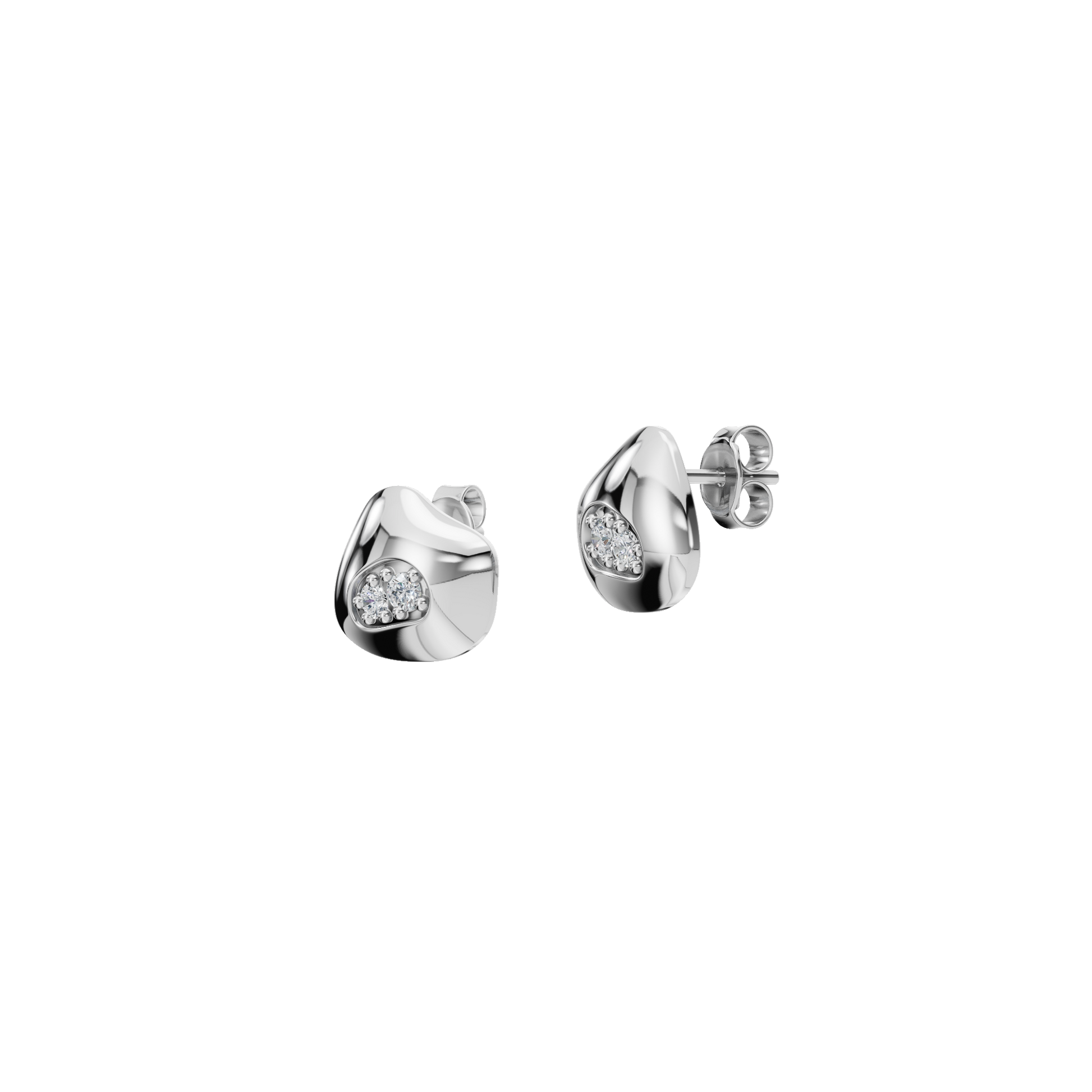 0.190 CT Round Diamond Polished Cluster Earrings – Sleek Minimal Style