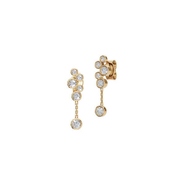 0.48 CTW Bezel Set Lab Grown Diamond Dangle Earrings | Round Diamond Drop Earrings in Gold