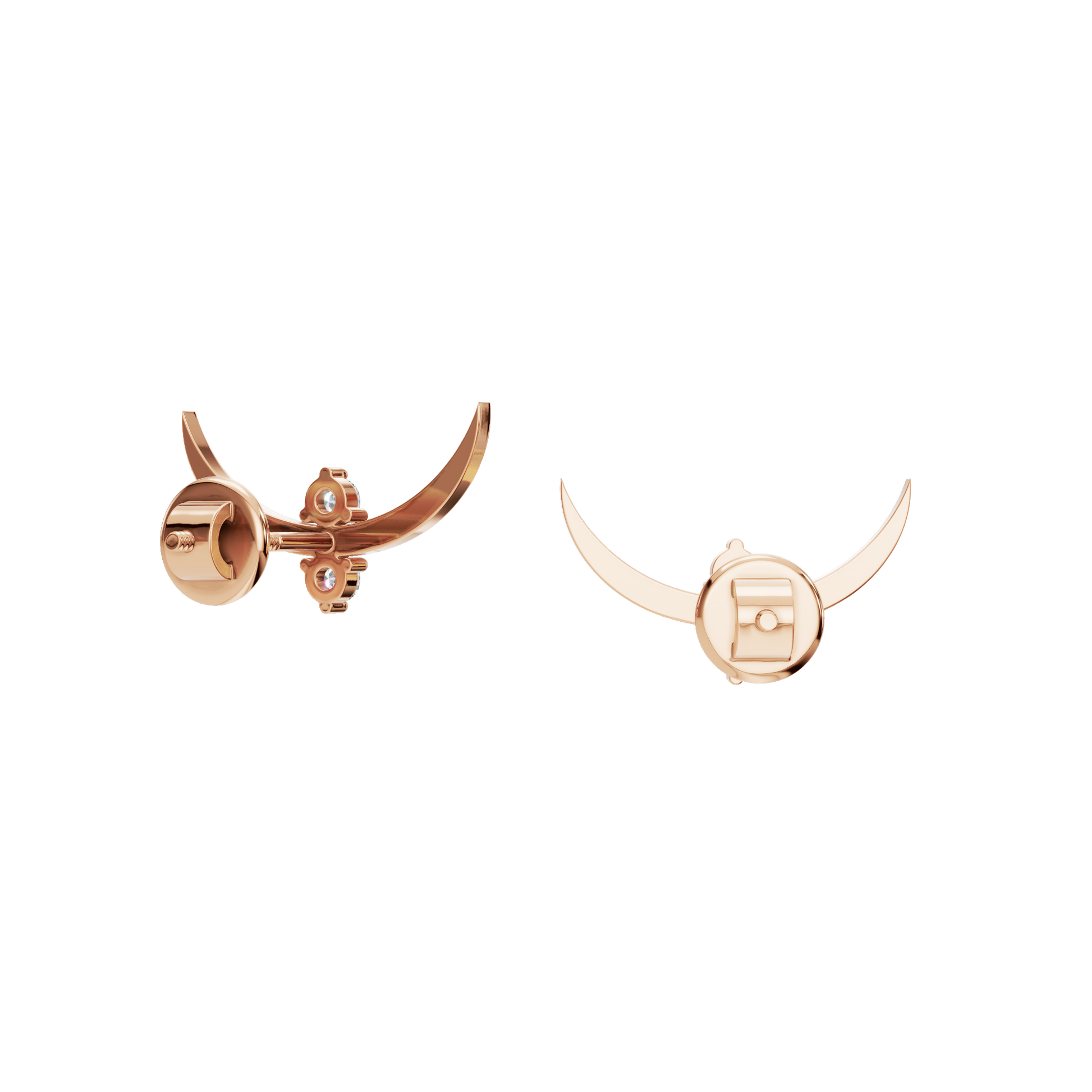 0.14 CTW Round Diamond Curved Crescent Stud Earrings