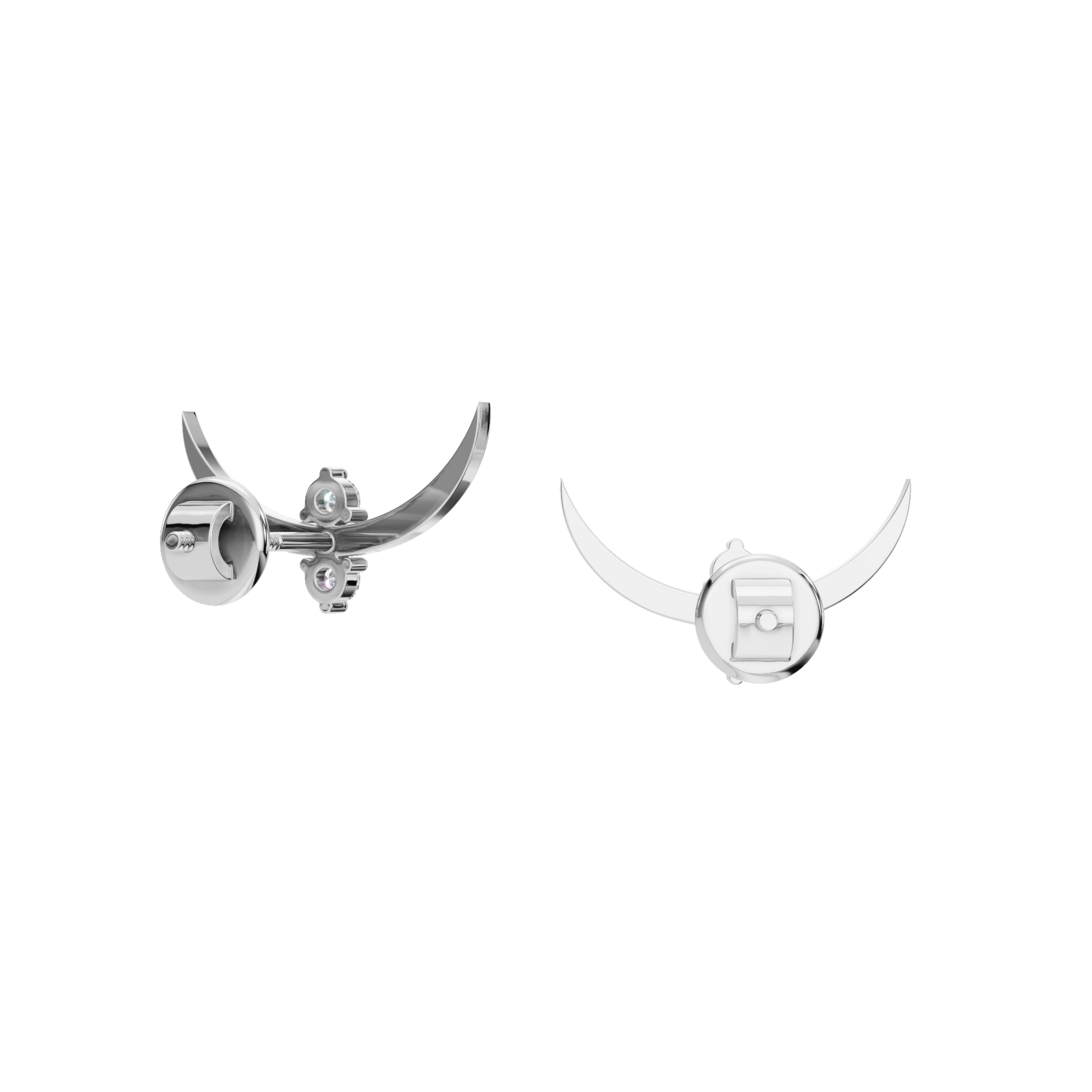 0.14 CTW Round Diamond Curved Crescent Stud Earrings