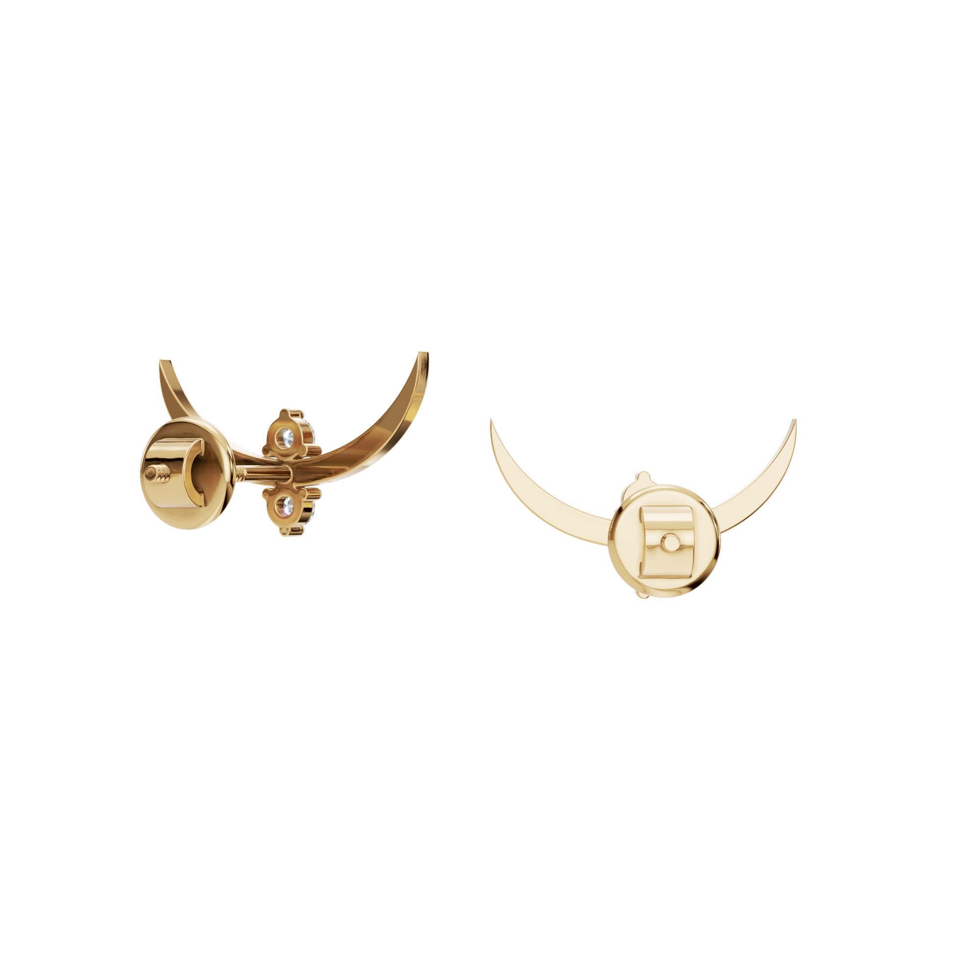0.14 CTW Round Diamond Curved Crescent Stud Earrings