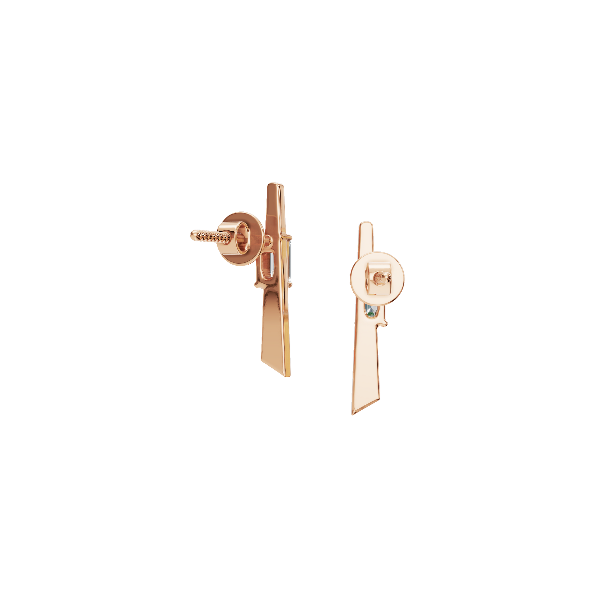 0.30 CTW Emerald Cut Diamond Bar Stud Earrings