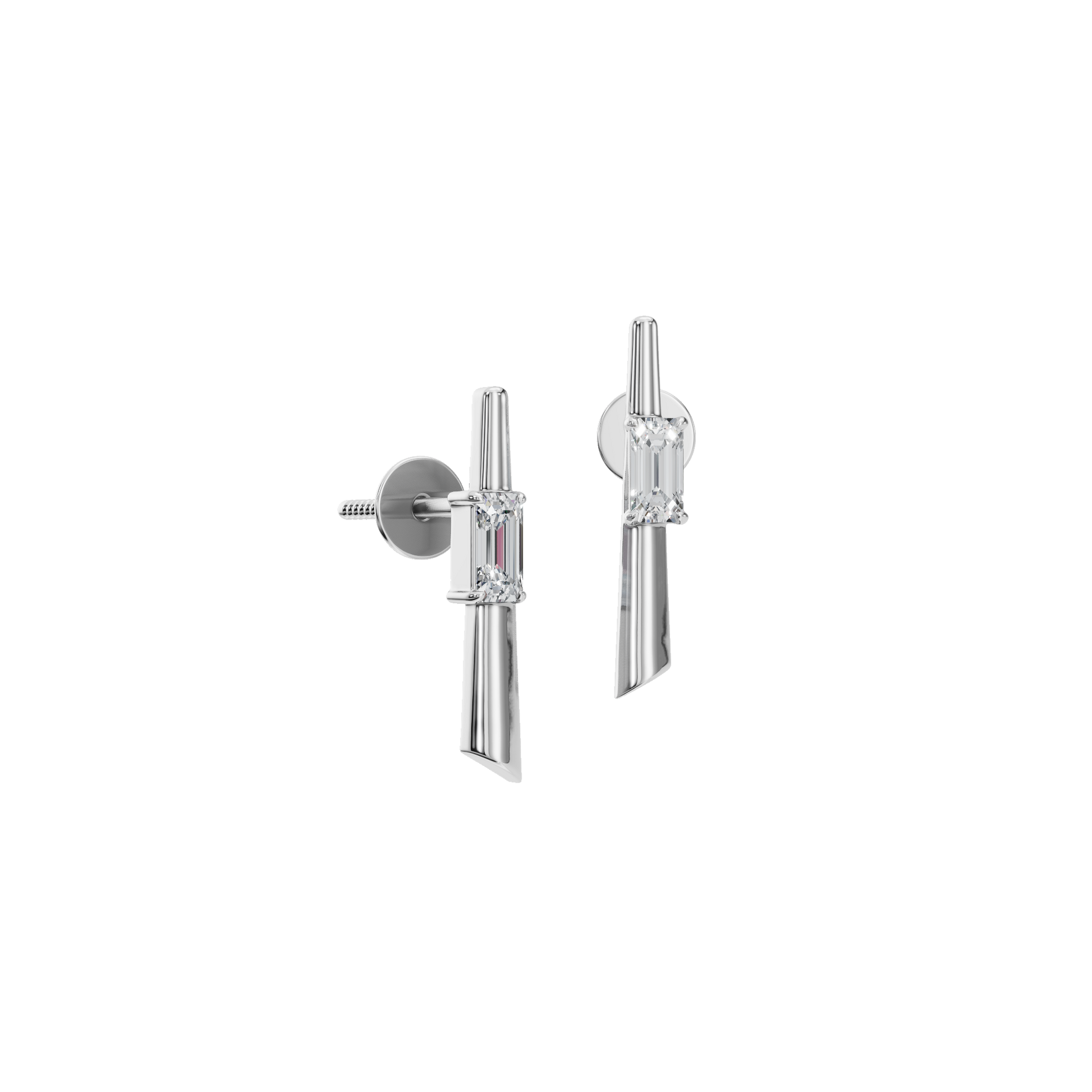 0.30 CTW Emerald Cut Diamond Bar Stud Earrings