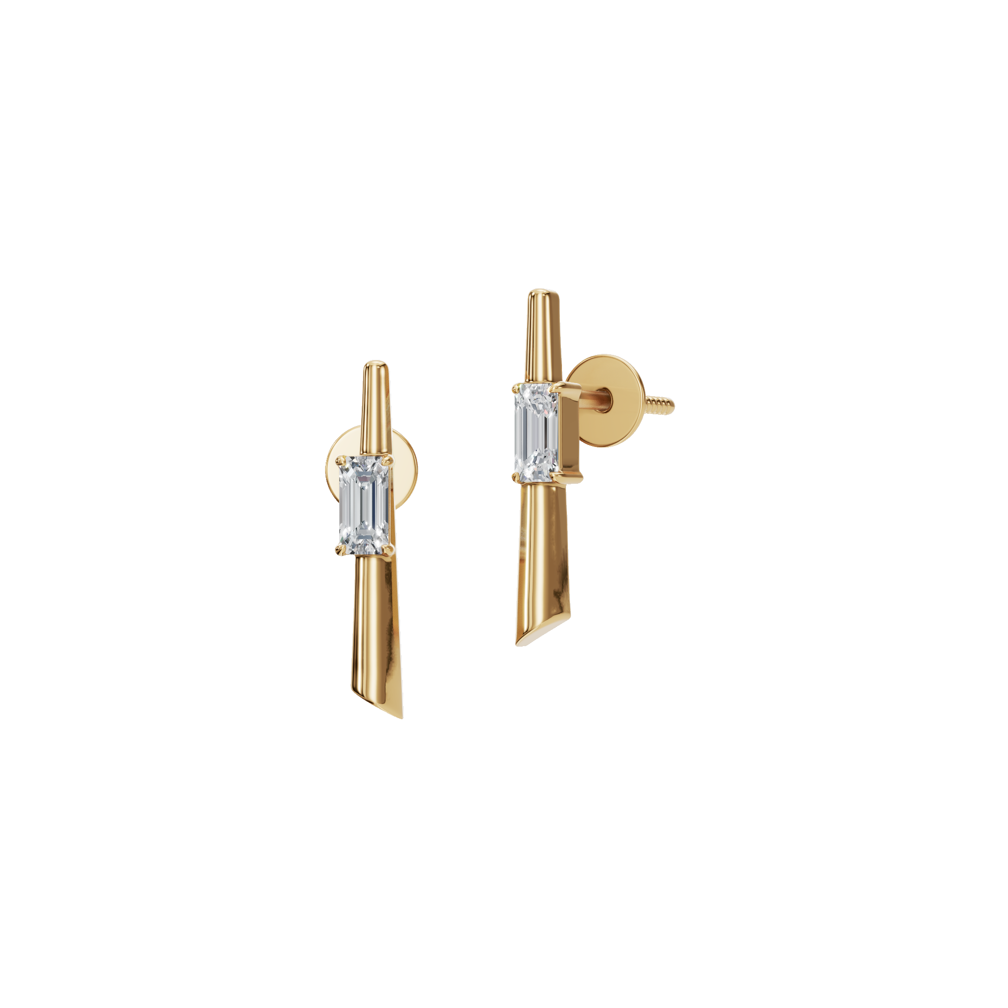 0.30 CTW Emerald Cut Diamond Bar Stud Earrings