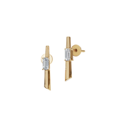 Emerald Cut Lab Grown Diamond Bezel Set Bar Stud Earrings