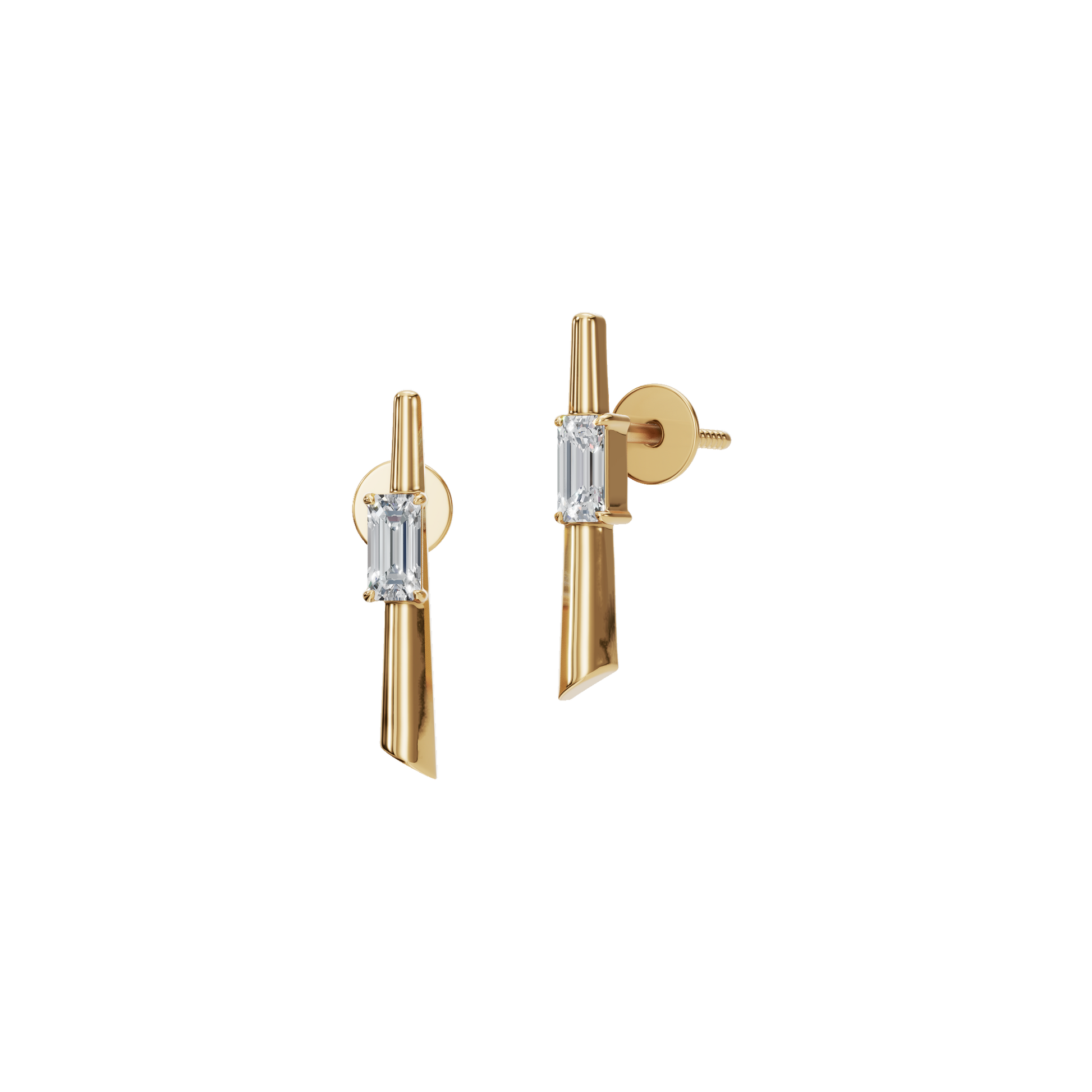 0.30 CTW Emerald Cut Diamond Bar Stud Earrings