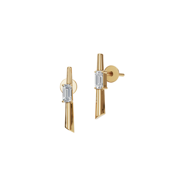 0.30 CTW Emerald Cut Lab Grown Diamond Bar Stud Earrings