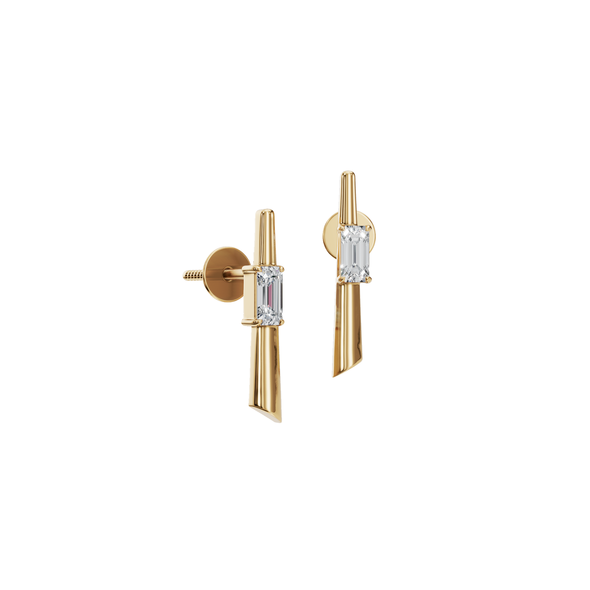 0.30 CTW Emerald Cut Diamond Bar Stud Earrings