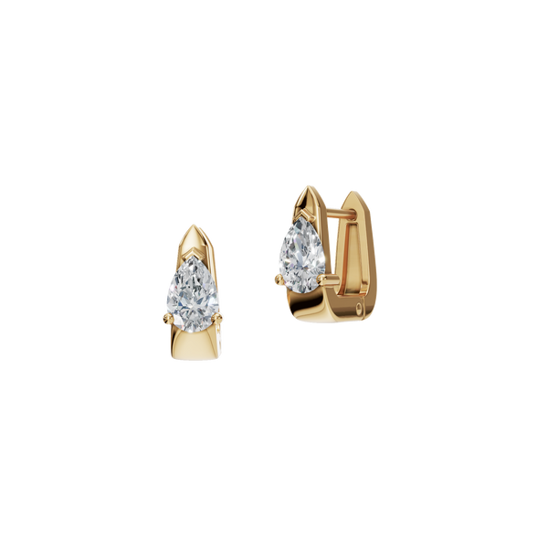 0.71 CTW Pear Cut Lab Grown Diamond Huggie Earrings | Modern Gold Drop Hoops