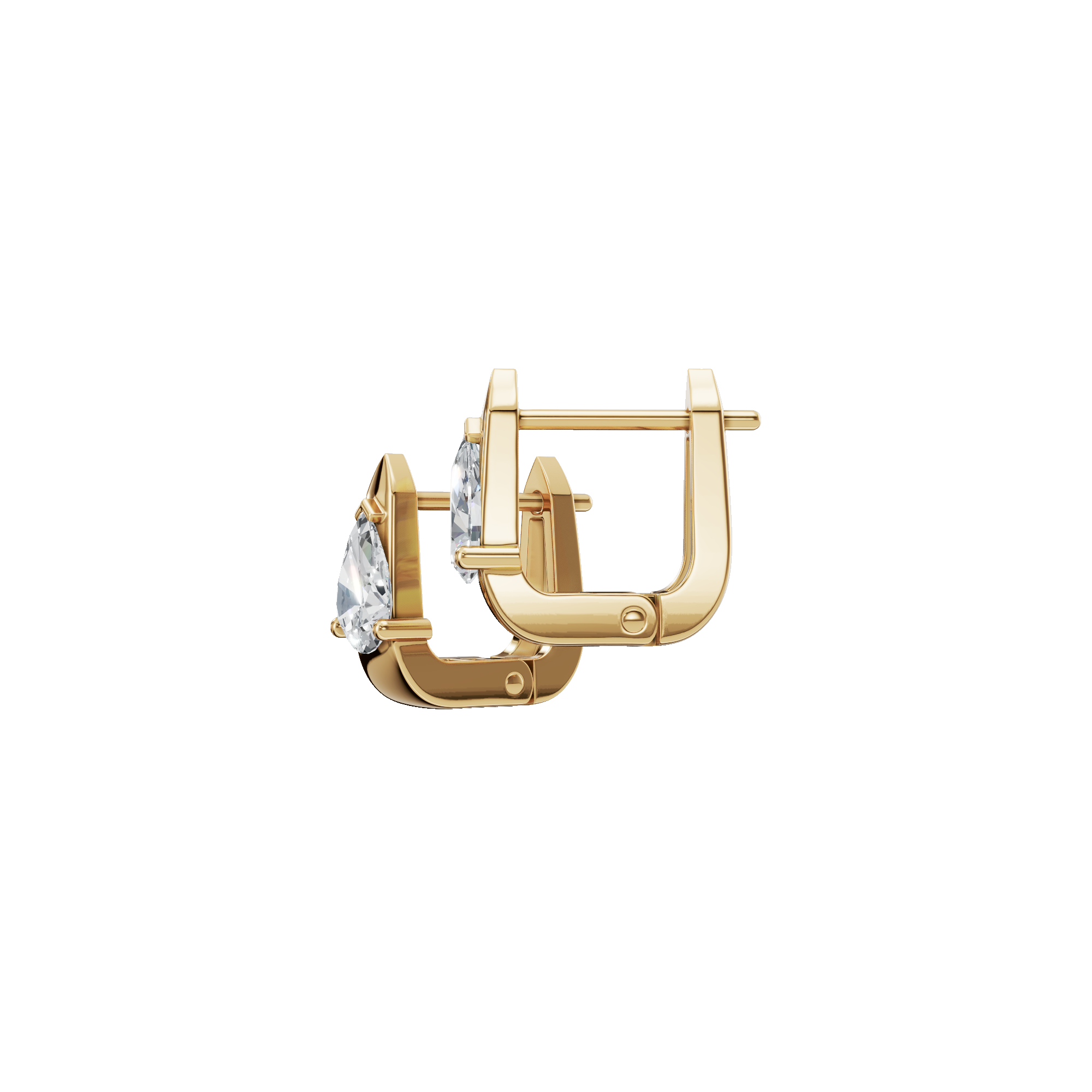 Elegant Pear Diamond Huggies with Modern Sculpted Setting