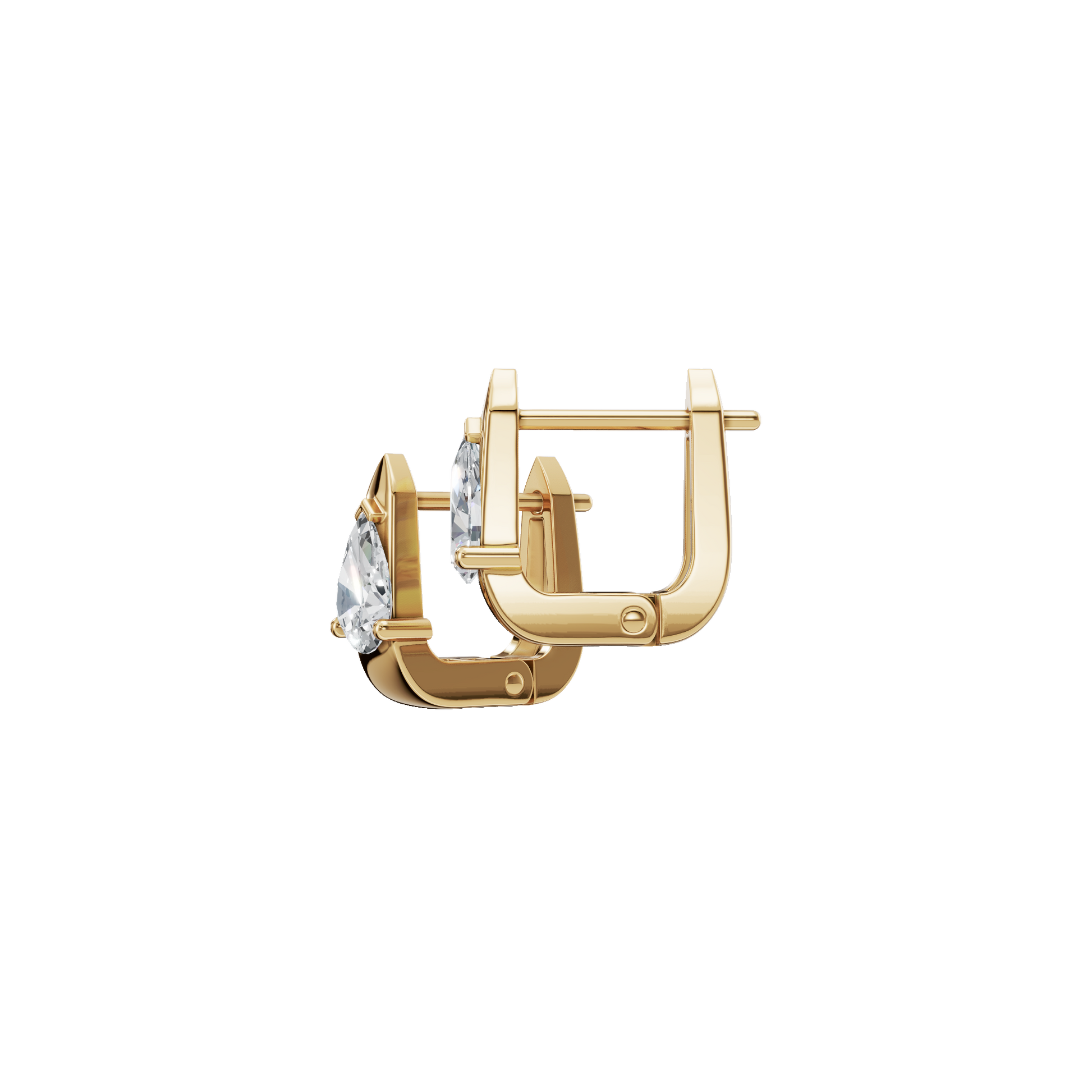 Elegant Pear Diamond Huggies with Modern Sculpted Setting