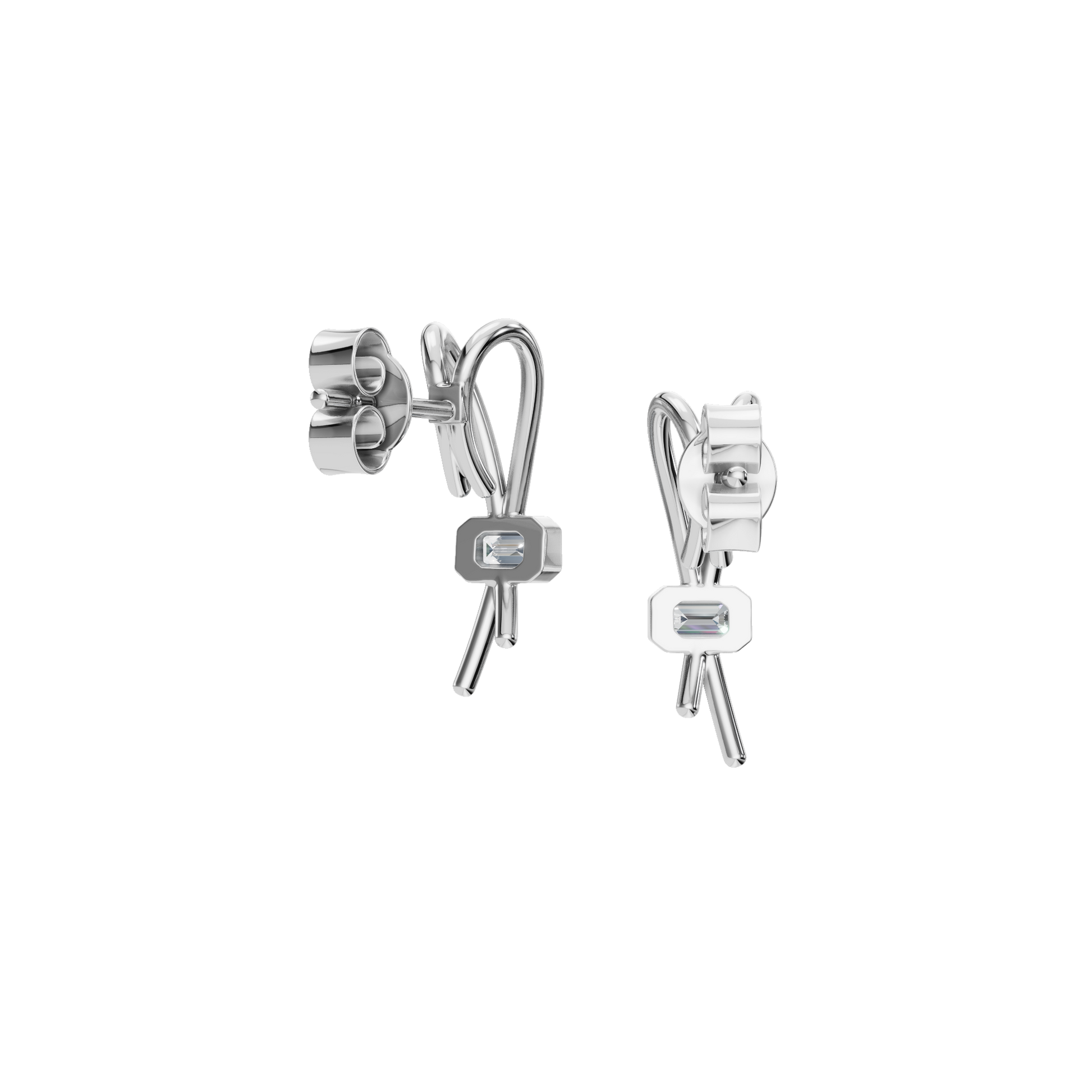 0.24 CTW Lab Grown Diamond Emerald Cut Sculpted Stud Earrings