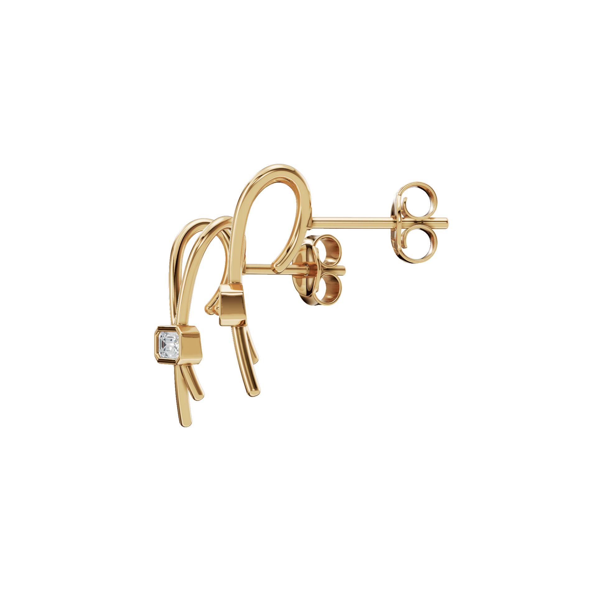 0.24 CTW Lab Grown Diamond Emerald Cut Sculpted Stud Earrings