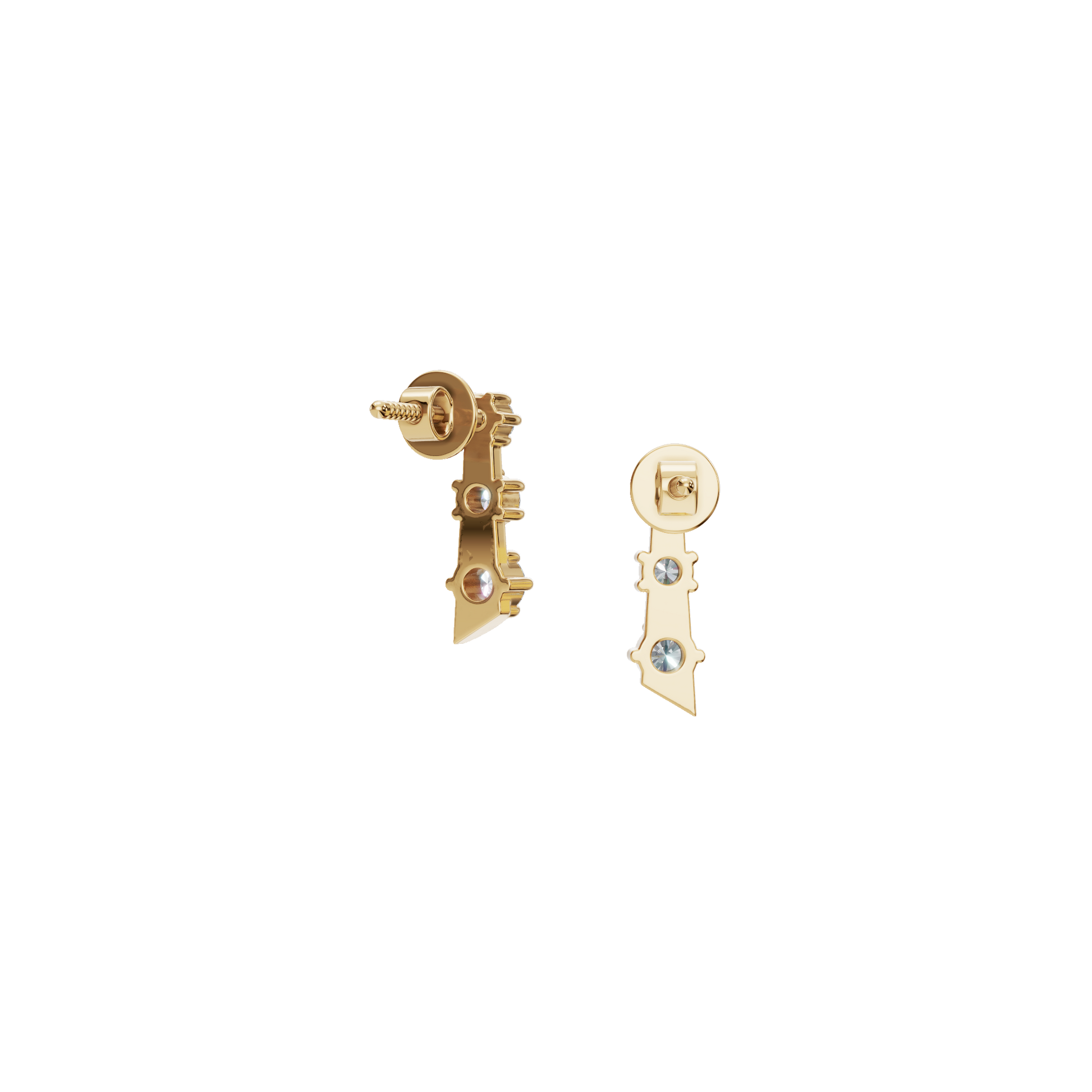Three-Stone Lab Grown Diamond Bar Stud Earrings