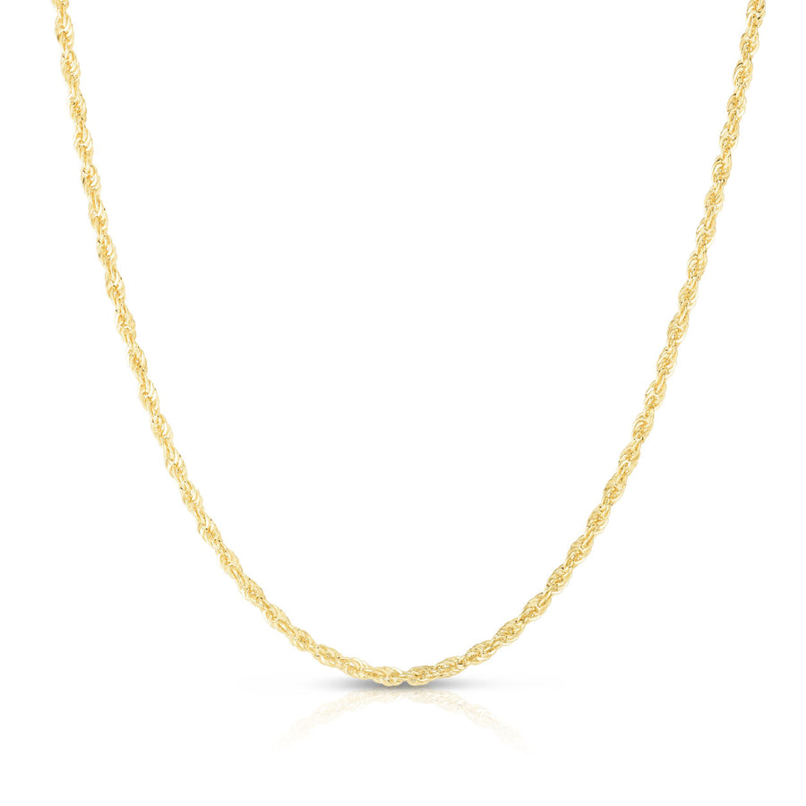 14K Yellow Gold 2.5mm Lite Rope Chain Necklace