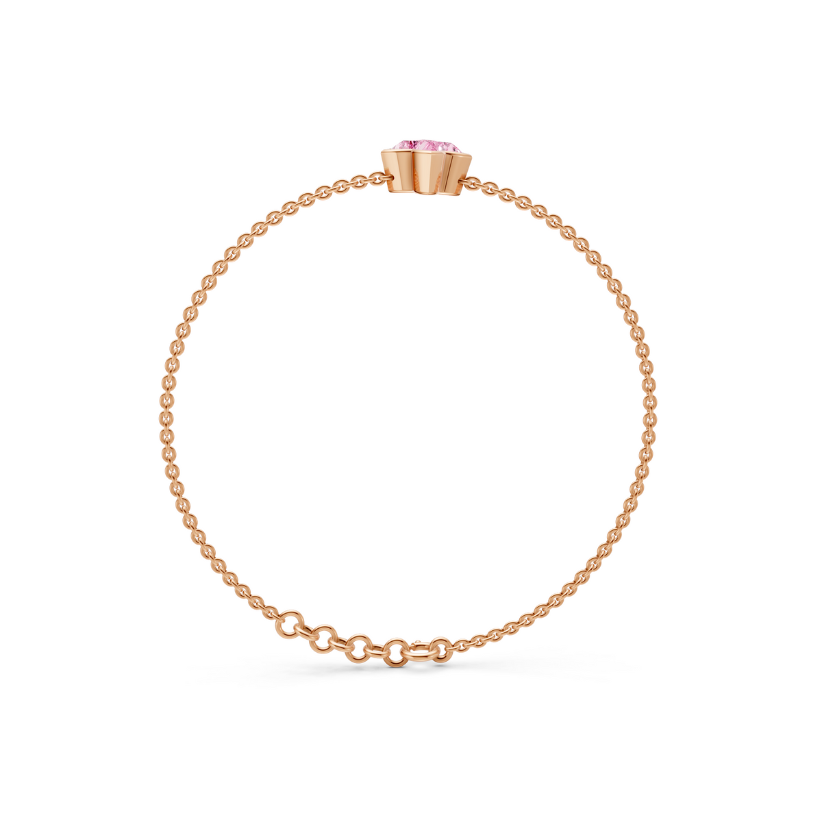 Custom Star-Shaped Pink Diamond 14K Gold Chain Bracelet