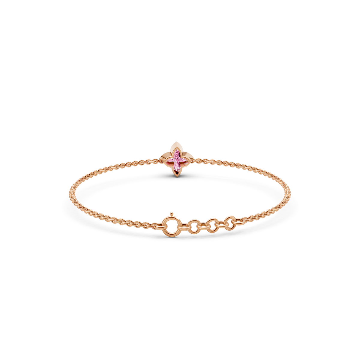 Custom Star-Shaped Pink Diamond 14K Gold Chain Bracelet
