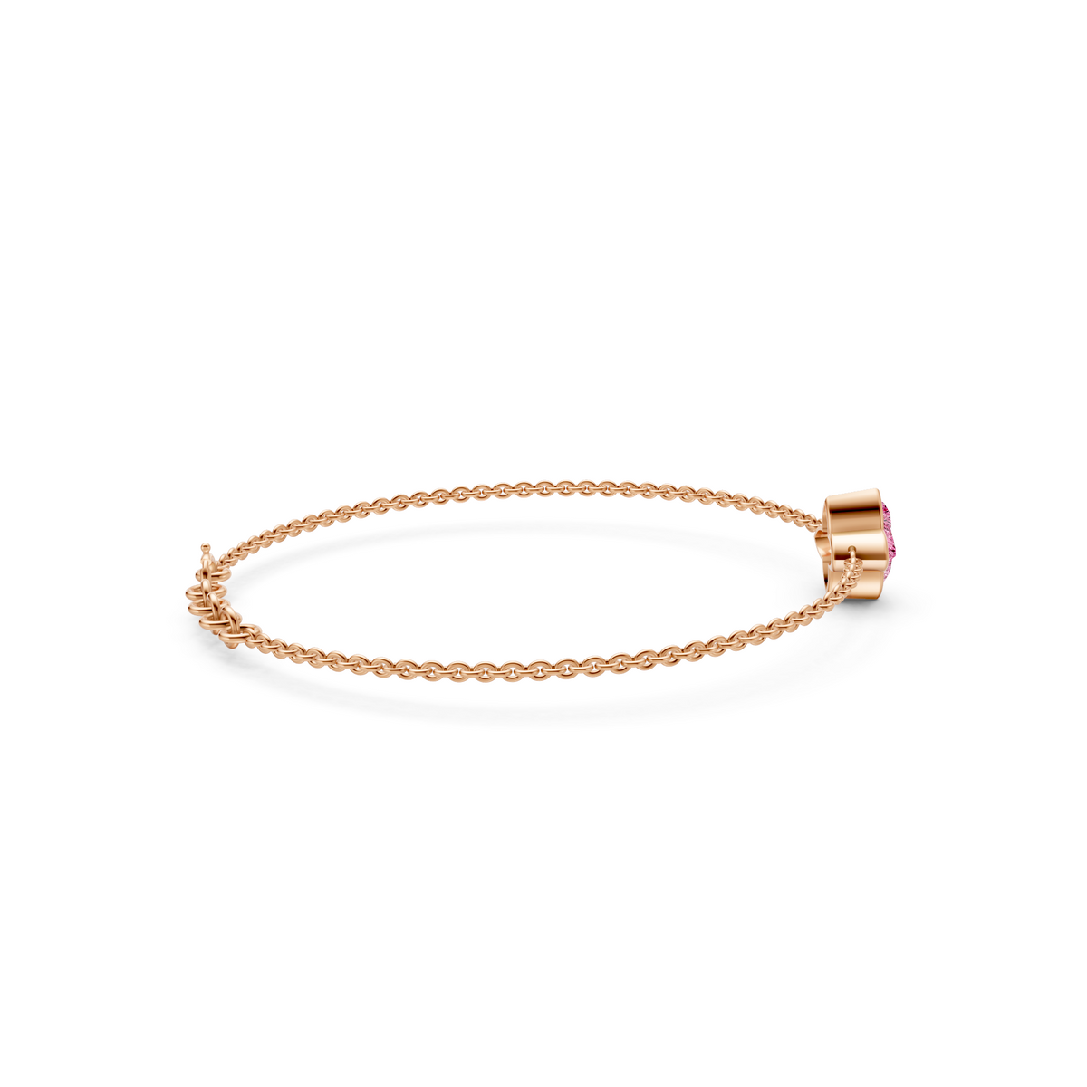 Custom Star-Shaped Pink Diamond 14K Gold Chain Bracelet