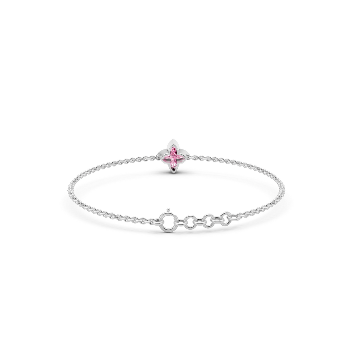Custom Star-Shaped Pink Diamond 14K Gold Chain Bracelet