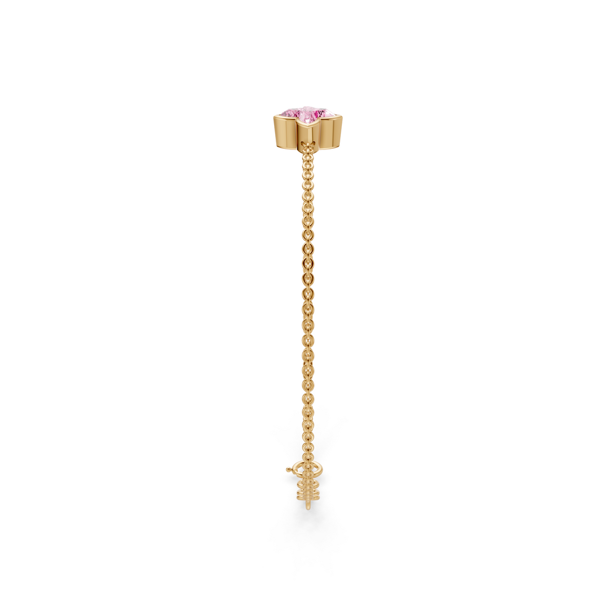 Custom Star-Shaped Pink Diamond 14K Gold Chain Bracelet
