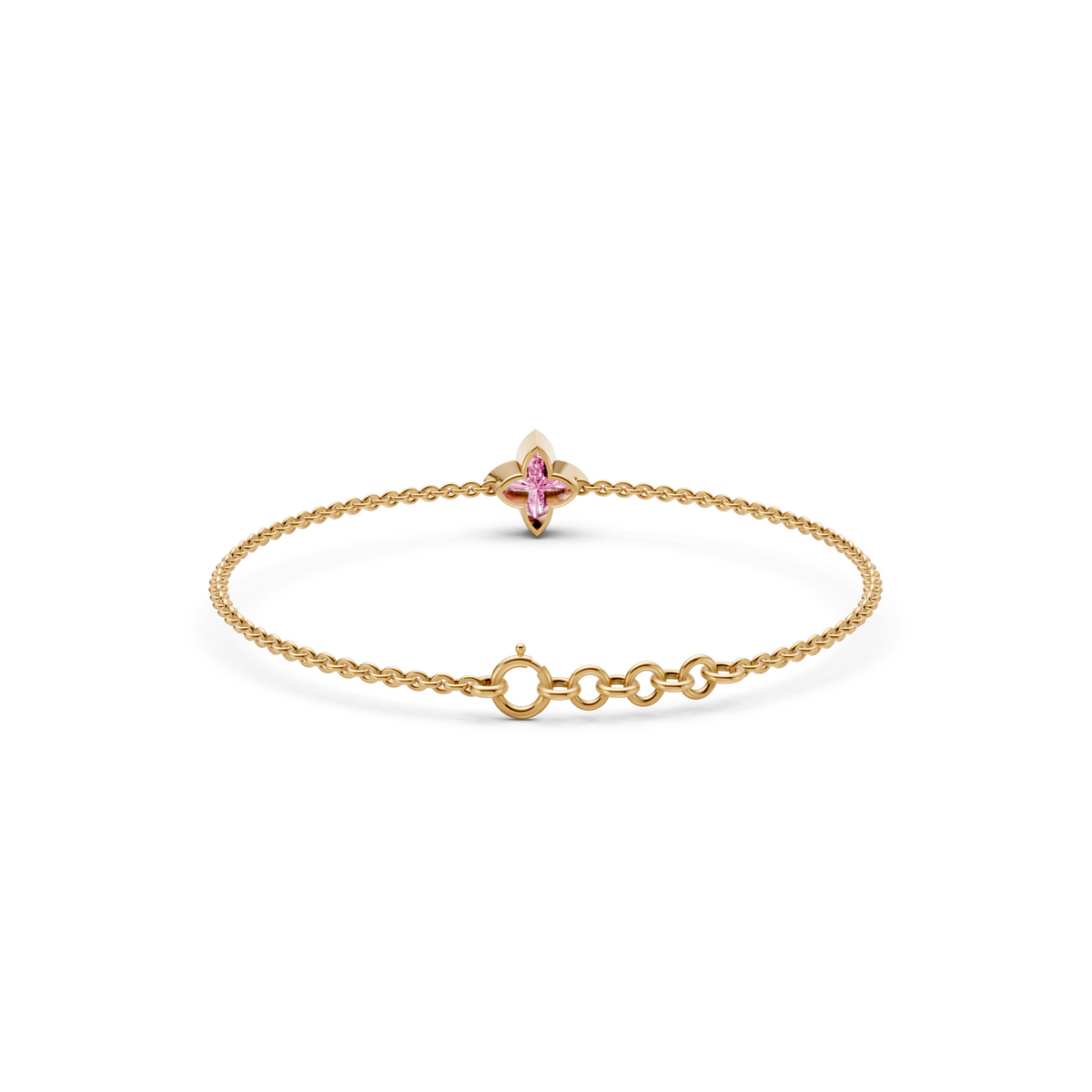 Custom Star-Shaped Pink Diamond 14K Gold Chain Bracelet