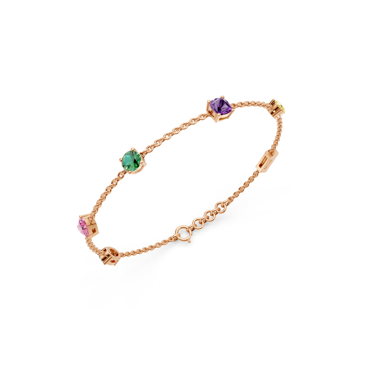 Multi-Color Lab Diamond Chain Bracelet