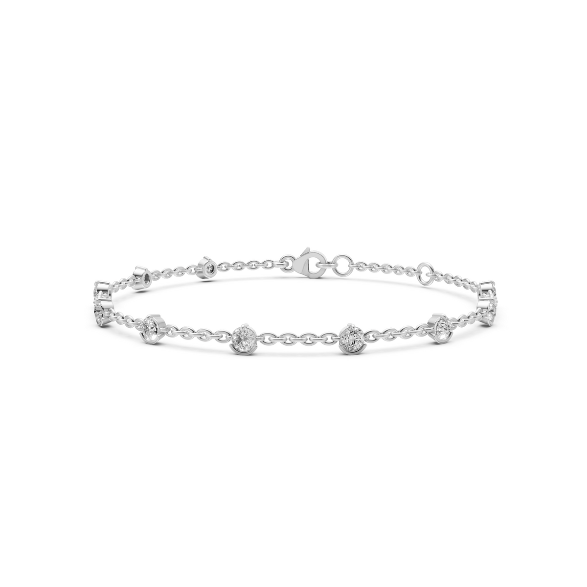 Aria Round Diamond Bezel Station Chain Bracelet