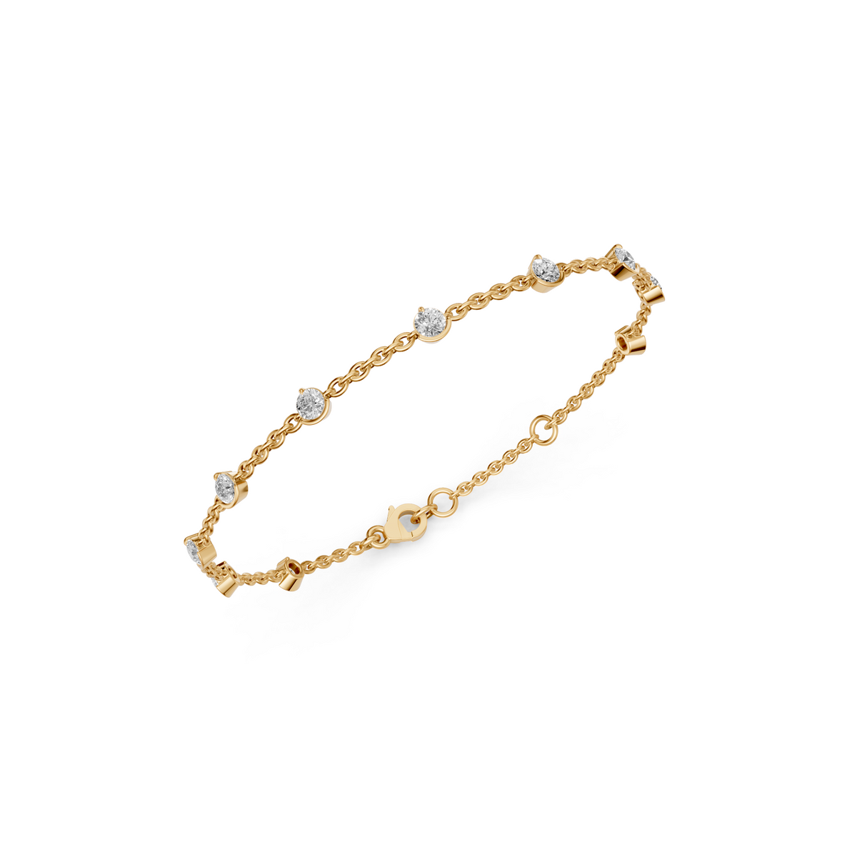 Aria Round Diamond Bezel Station Chain Bracelet