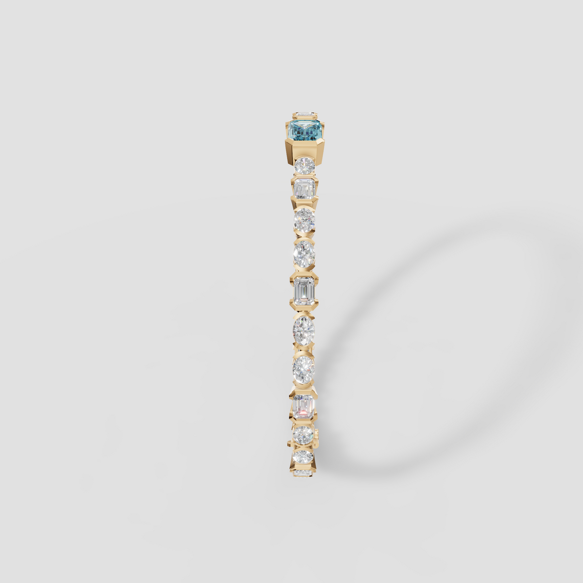 Blue Emerald Cut Diamond Tennis Bracelet in Gold | Multi-Shape Diamond Bracelet