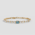 Blue Emerald Cut Diamond Tennis Bracelet in Gold | Multi-Shape Diamond Bracelet