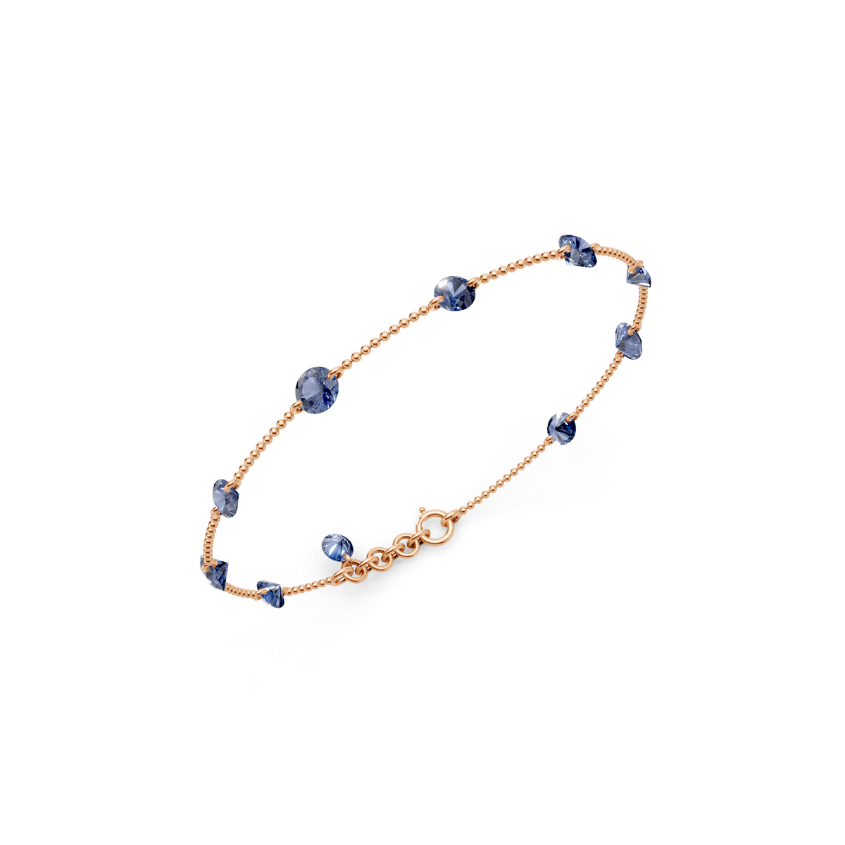 Blue Diamond Station Bracelet In 14K Gold