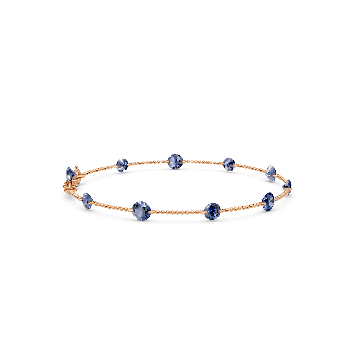 Blue Diamond Station Bracelet In 14K Gold