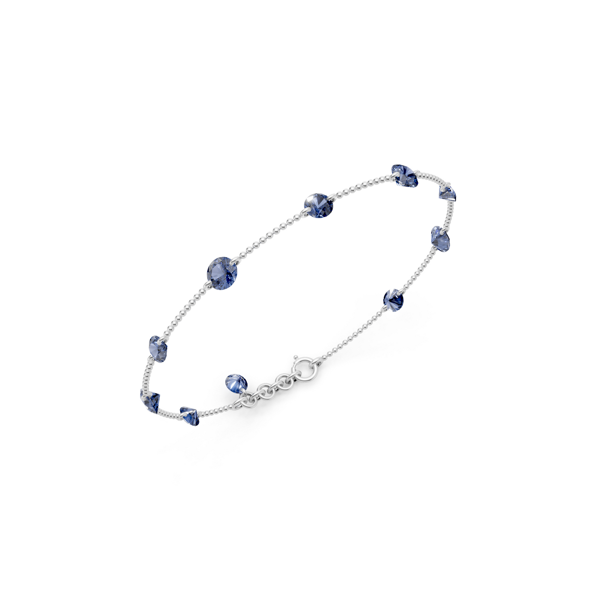 Blue Diamond Station Bracelet In 14K Gold