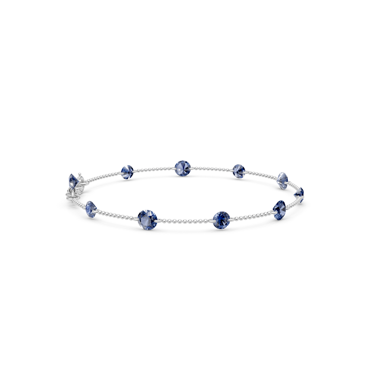 Blue Diamond Station Bracelet In 14K Gold