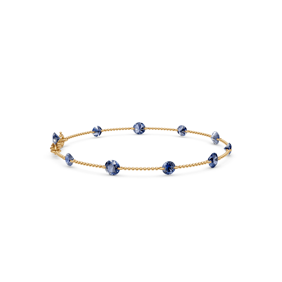 Blue Diamond Station Bracelet In 14K Gold