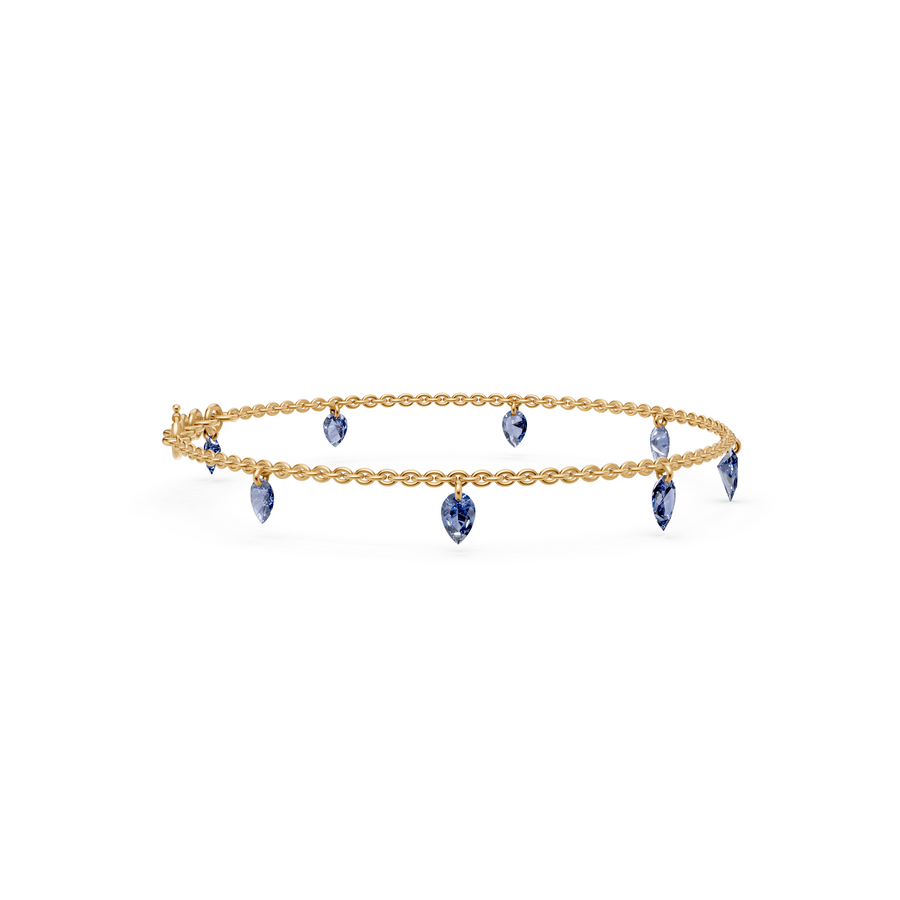 Blue Pear Diamond Station Bracelet In 14K Gold