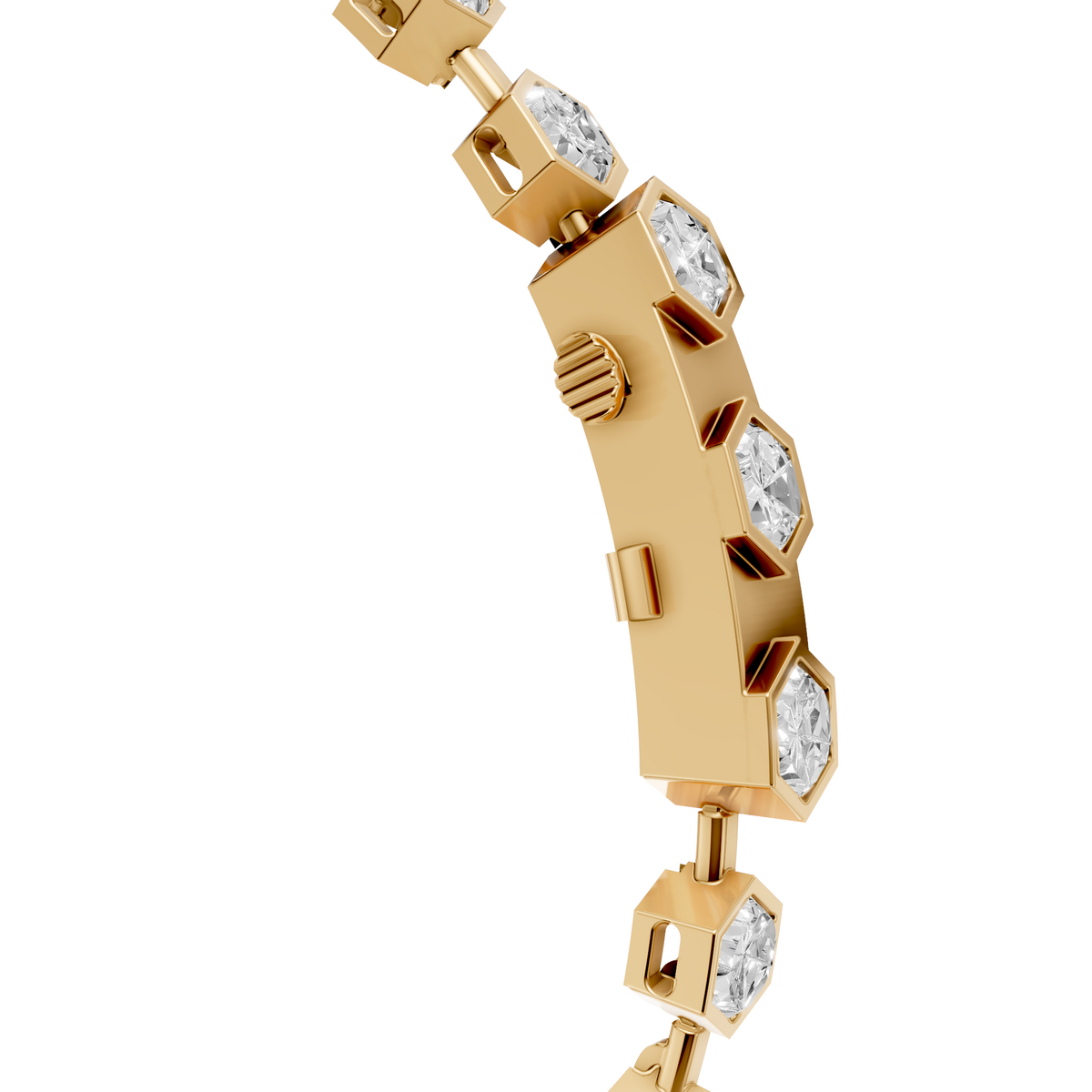 Hexagon Tennis Bracelet In 14K Yellow Gold