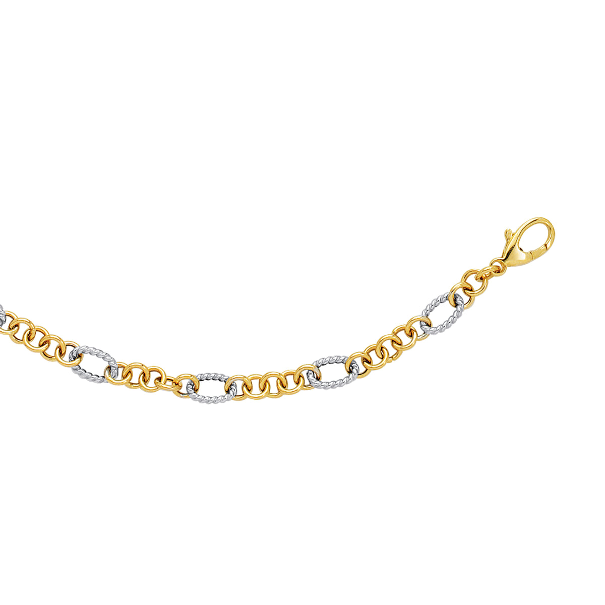 14K Two-Tone Gold Twisted Oval Link Chain Necklace