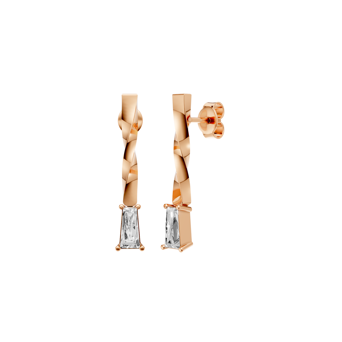 Solitaire Tapered Baguette Diamond Drop Earrings