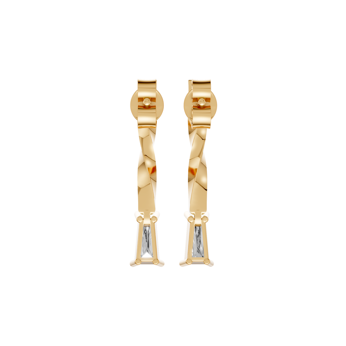 Solitaire Tapered Baguette Diamond Drop Earrings