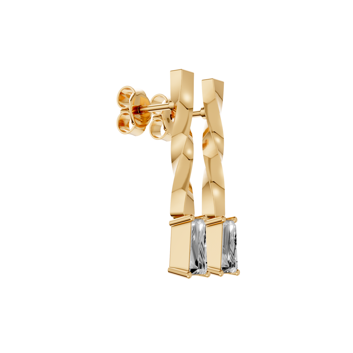 Solitaire Tapered Baguette Diamond Drop Earrings