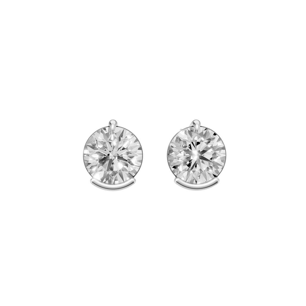 Round Diamond Solitaire Stud Earrings 14K Gold