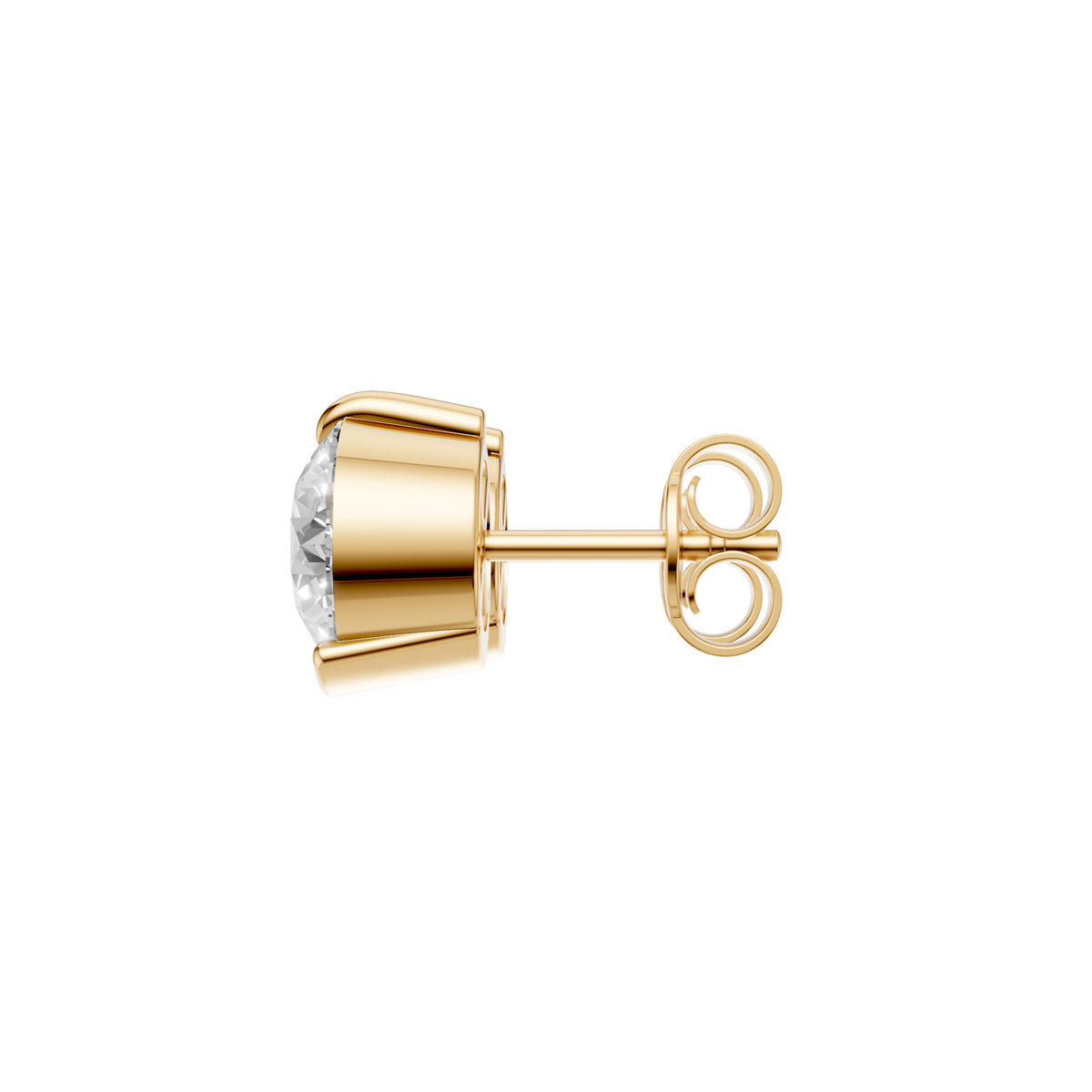 Round Diamond Solitaire Stud Earrings 14K Gold