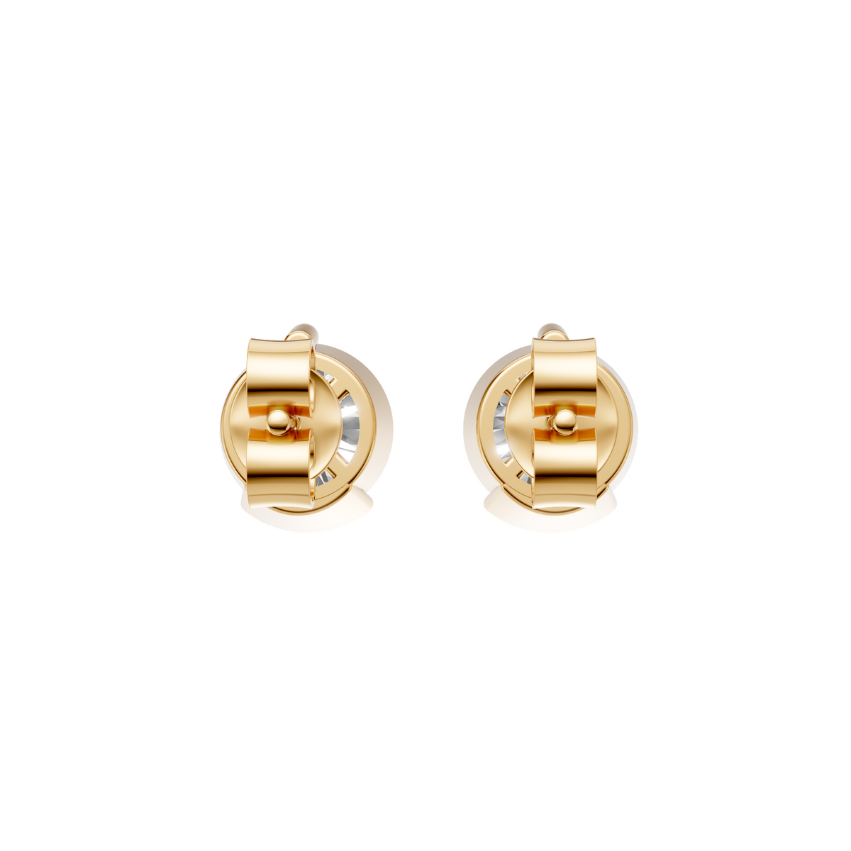 Round Diamond Solitaire Stud Earrings 14K Gold