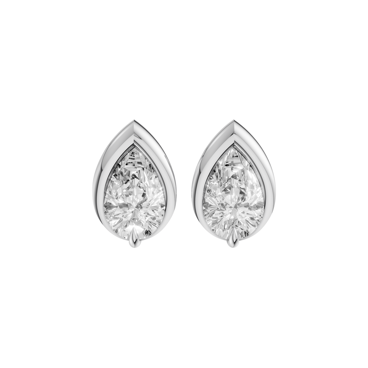 Pear-Shaped Diamond Bezel Stud Earrings In 14K Gold