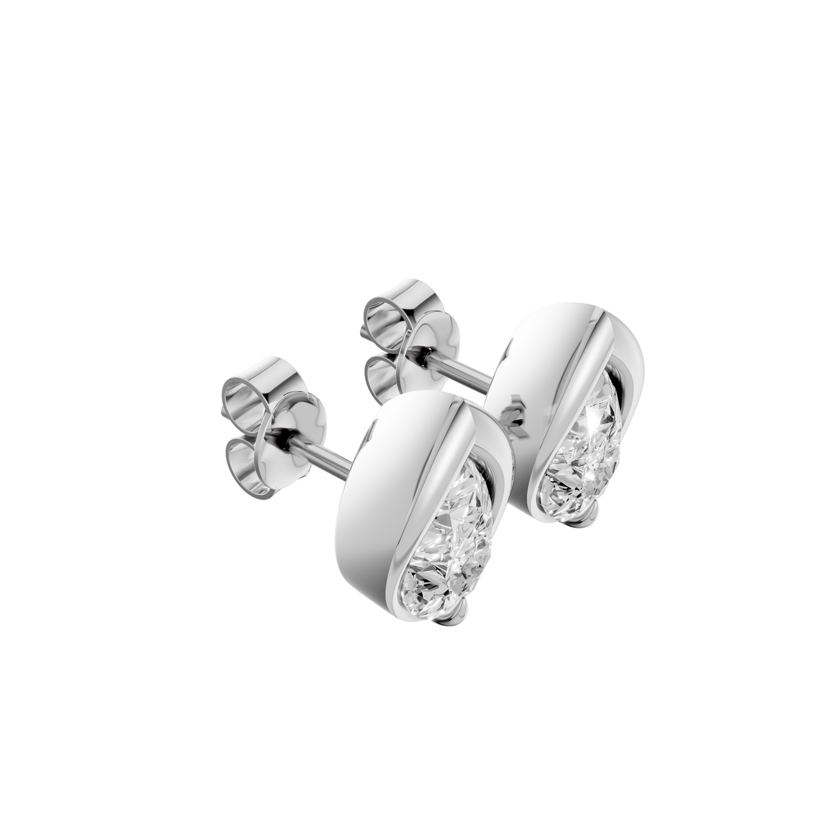 Pear-Shaped Diamond Bezel Stud Earrings In 14K Gold