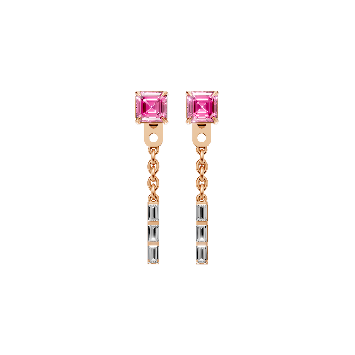 Lab Diamond Pink & Baguette Drop Earrings