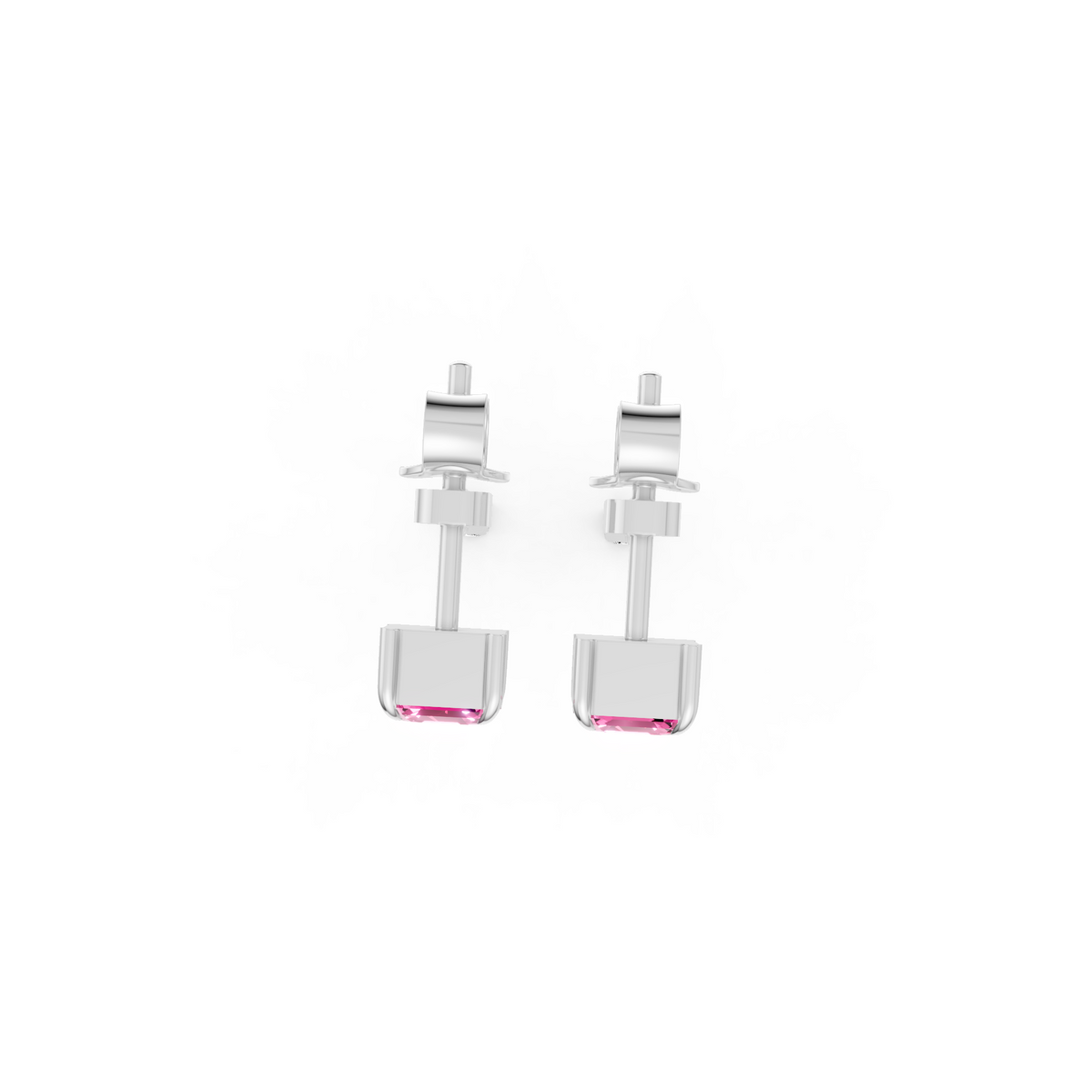 Lab Diamond Pink & Baguette Drop Earrings